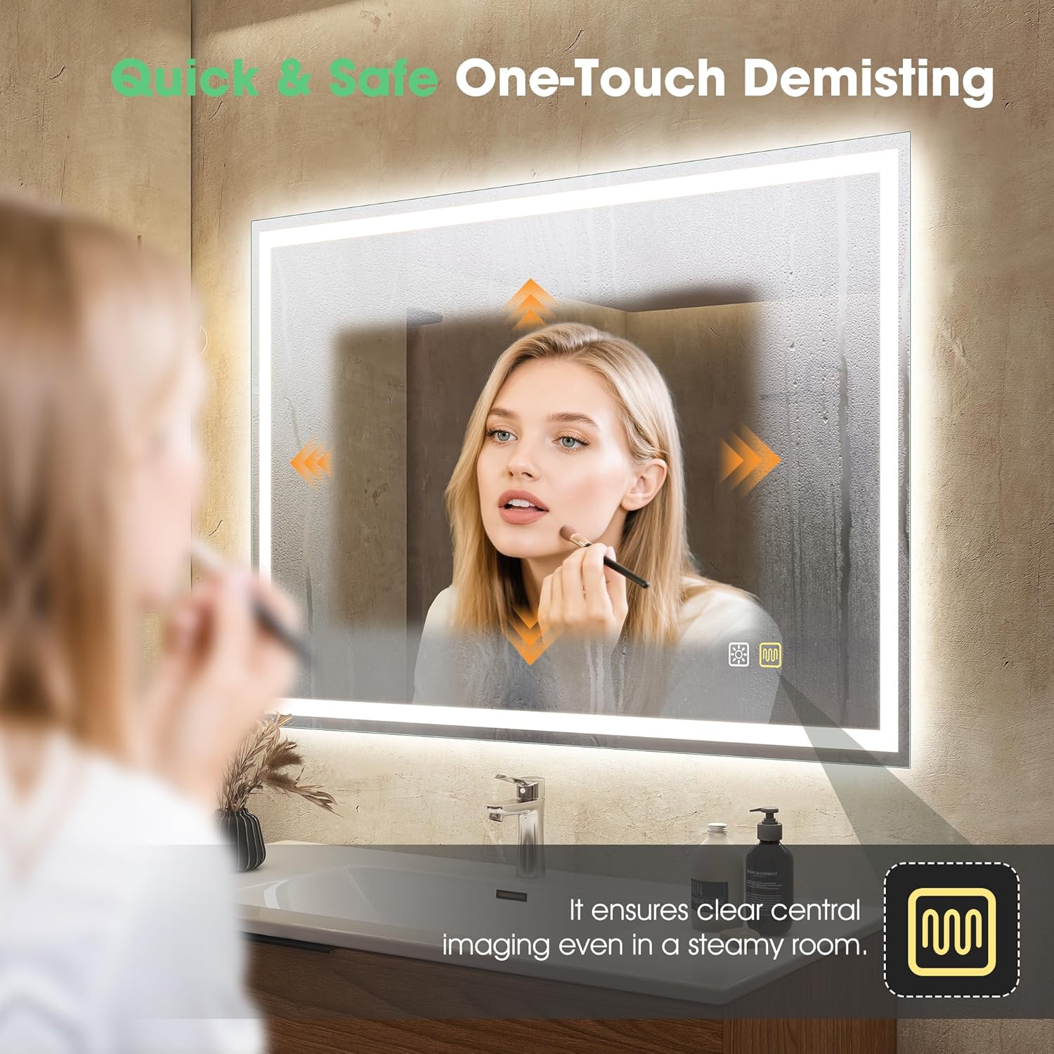Bathroom LED Mirror 800x600 Anti Fog Dimmable IP44 Memory S'bagno
