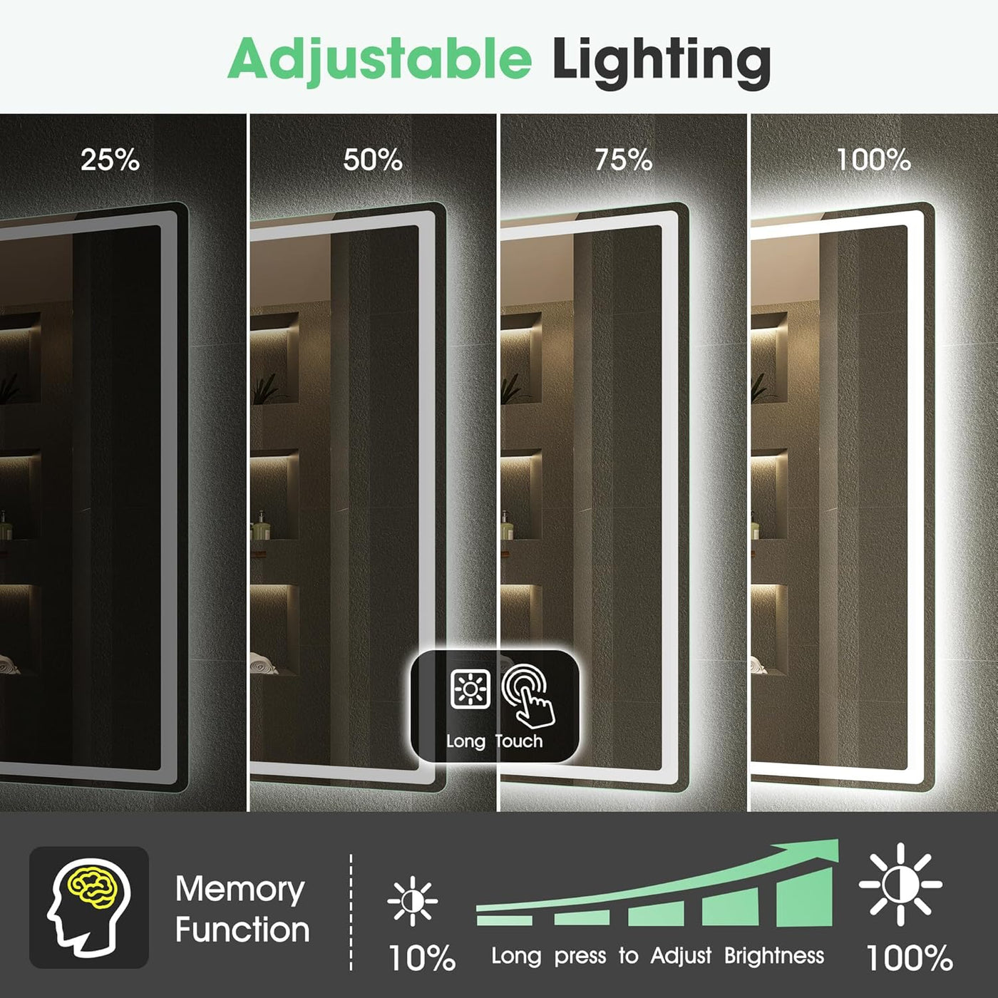 Bluetooth Bathroom LED Mirror 1000x700 Anti Fog Dimmable 3000K-6500K S'bagno
