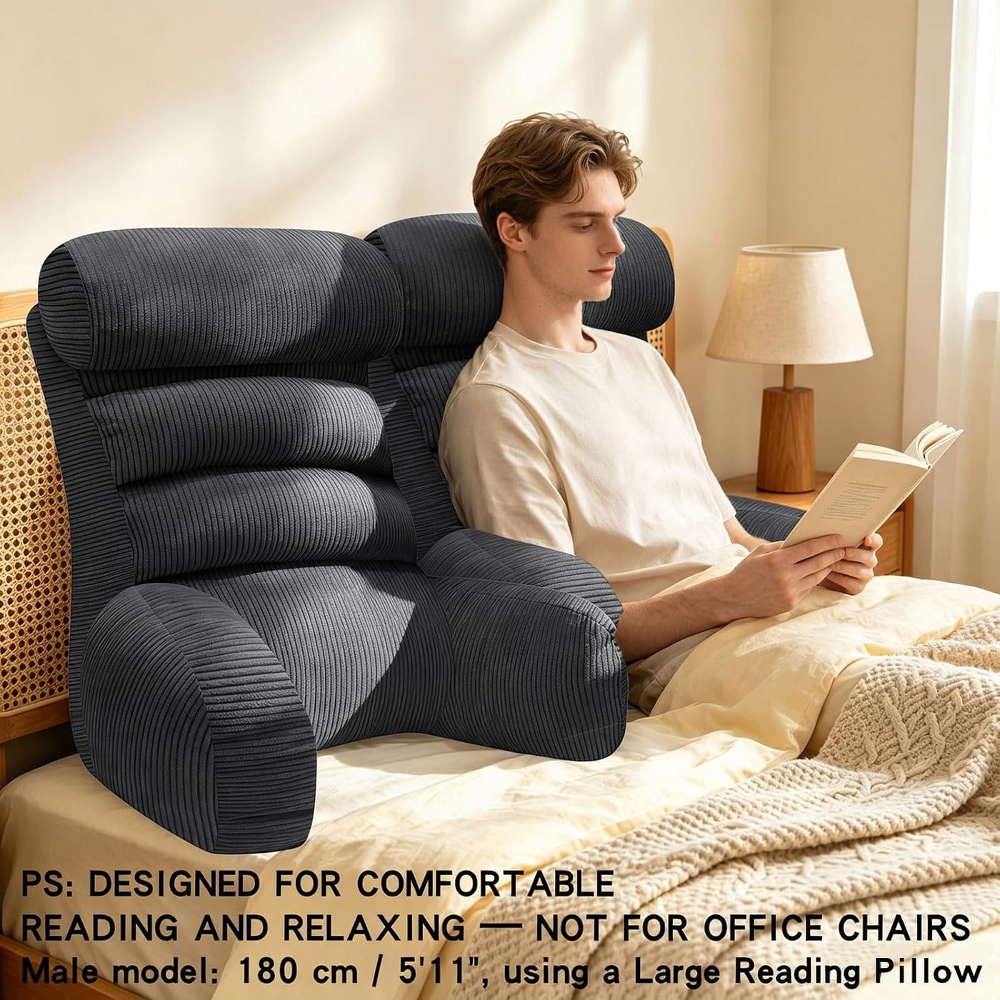 Reading Pillow for Bed Back Support Cuddle Cushion Sitting Upright Comfort Pillow