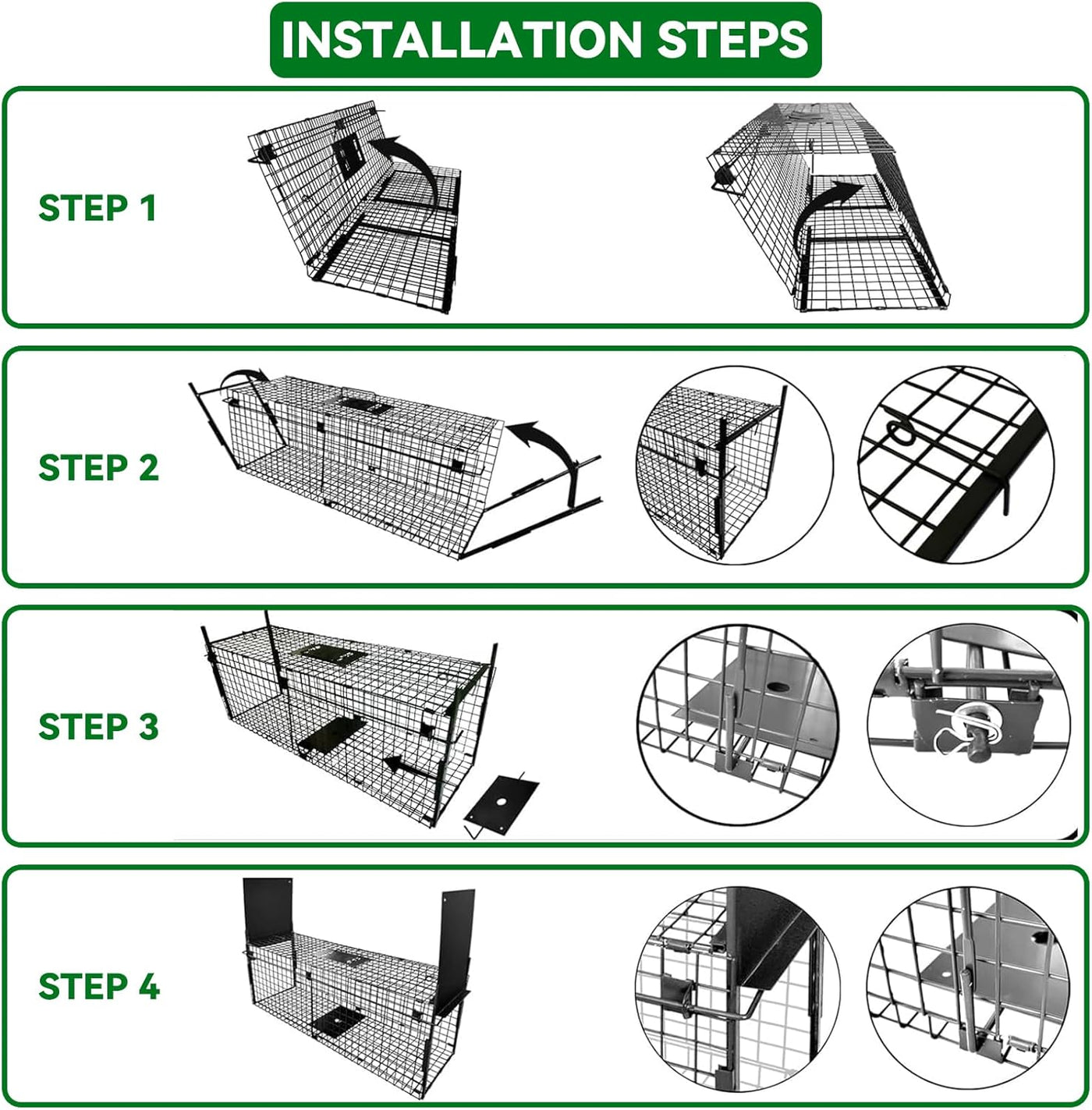 Humane Animal Cage Trap 80X33X27cm Double Door Live Catch Metal Cage Thealyn