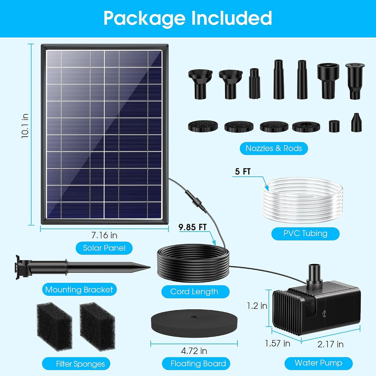 Solar Water Fountain 8W 3600mAh Battery Pump for 600L Garden Pond  Biling Outdoor