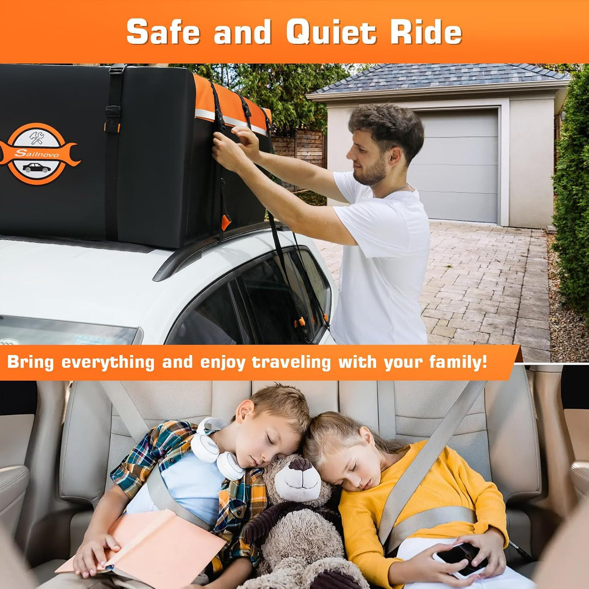 Car Roof Bag 555L Waterproof Foldable Soft Roof Box Cargo Carrier Sailnovo Travel