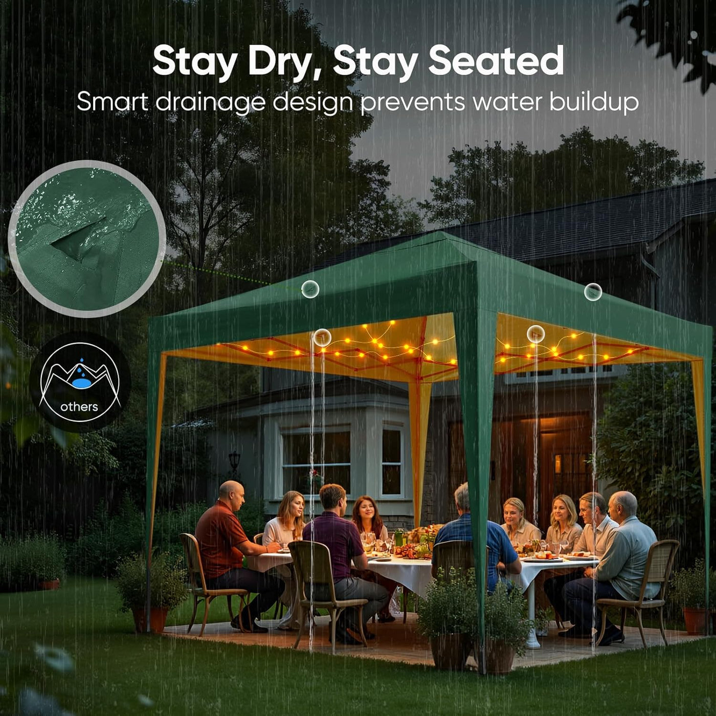 Pop Up Canopy Gazebo 3x3m Adjustable Height Event Shelter Green Quictent