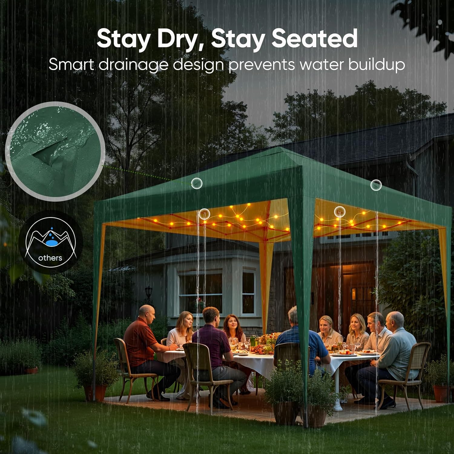 Pop Up Canopy Gazebo 3x3m Adjustable Height Event Shelter Green Quictent