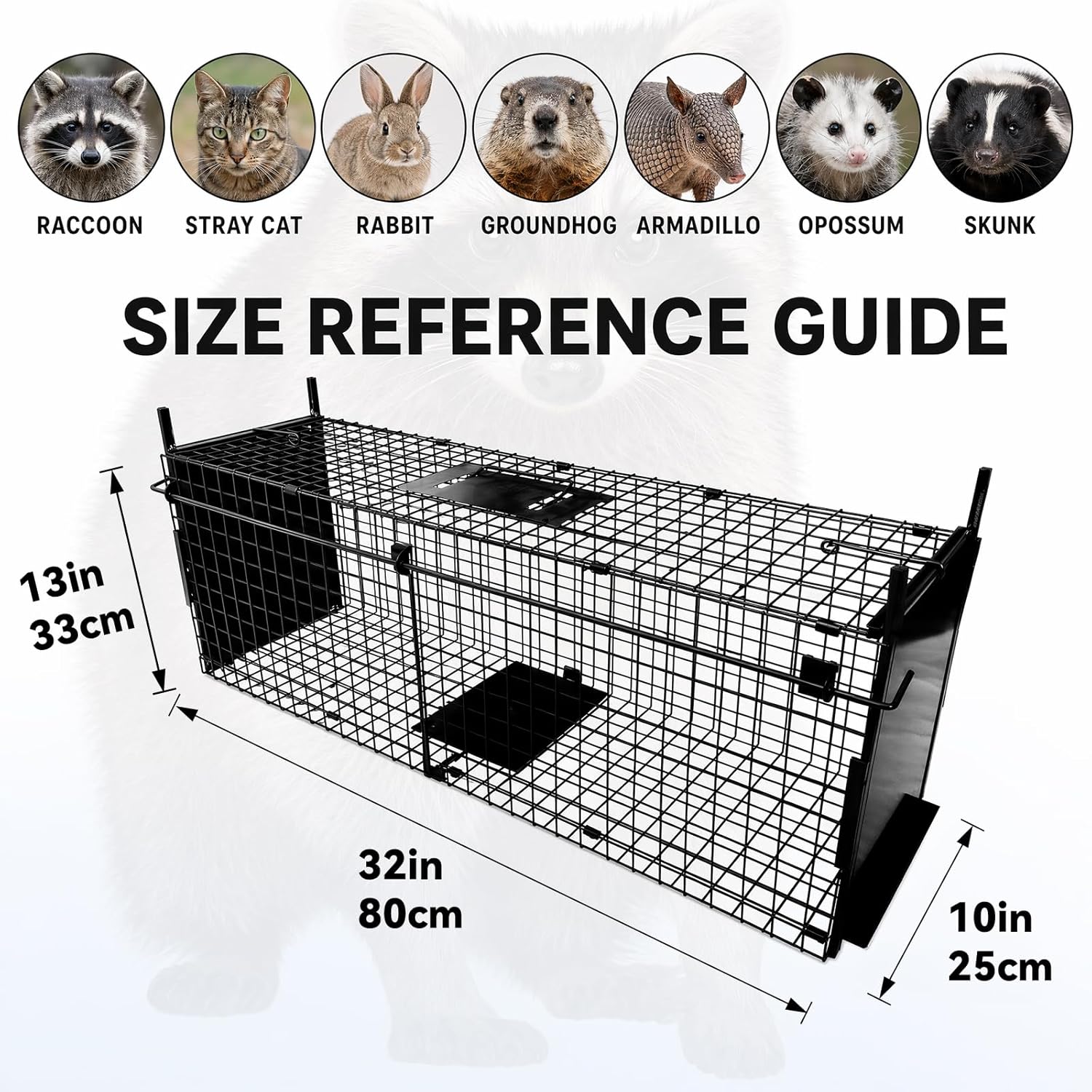 Humane Animal Cage Trap 80X33X27cm Double Door Live Catch Metal Cage Thealyn