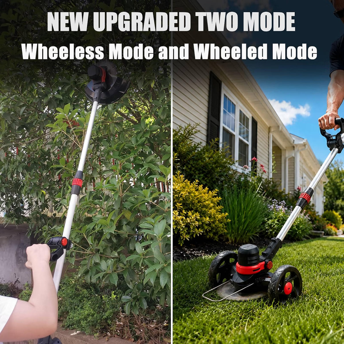Cordless Strimmer 24V Brushless 30cm 2x4.0Ah Batteries Wheels Metal Blades Garden