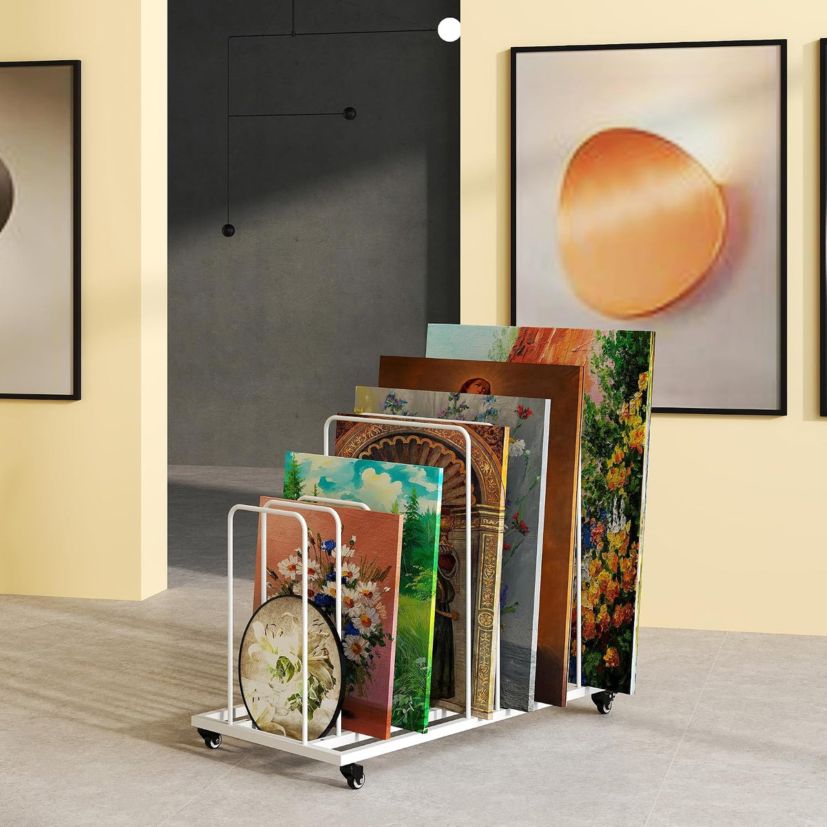 Art Drying Rack Adjustable Canvas Storage Display with Wheels lesolar Classroom