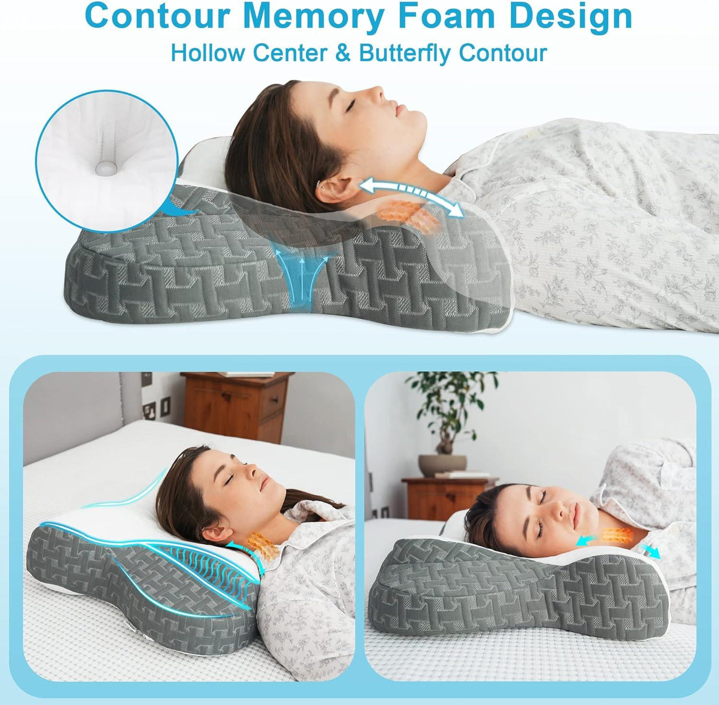 Elviros Cervical Memory Foam Neck Pillow for Pain Relief Queen Size - Massive Discounts
