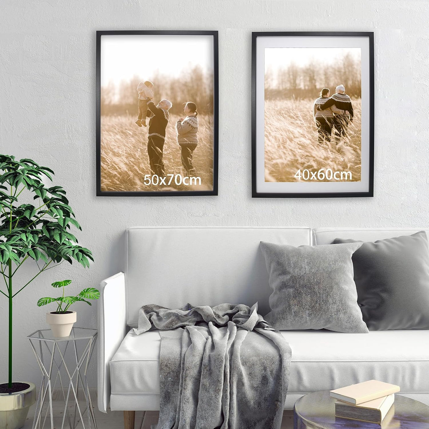 Picture Frames 50x70cm Black 3 Pack with Mount for 40x60cm Photos YiPinYin Frames