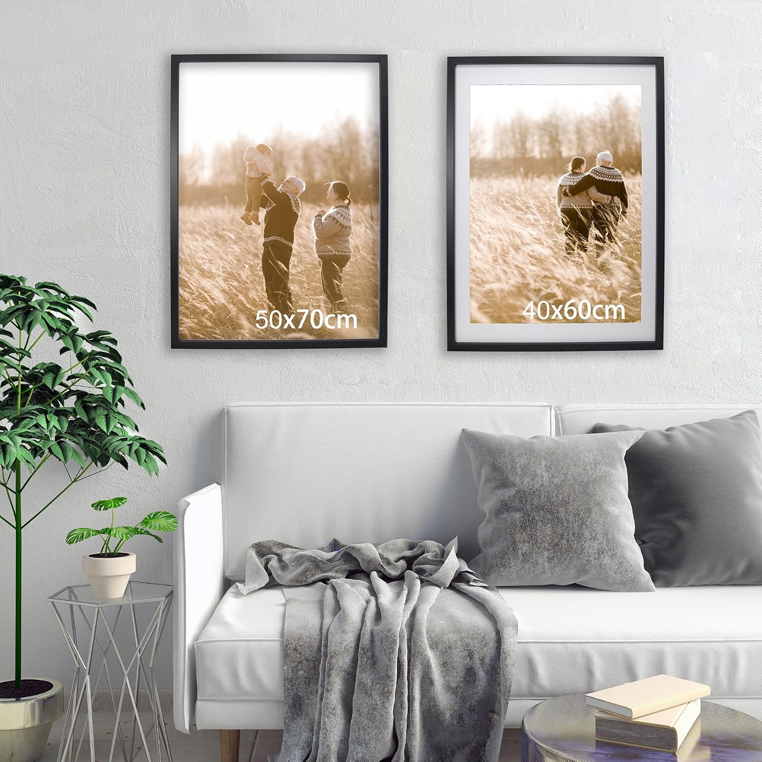 Picture Frames 50x70cm Black 3 Pack with Mount for 40x60cm Photos YiPinYin Frames