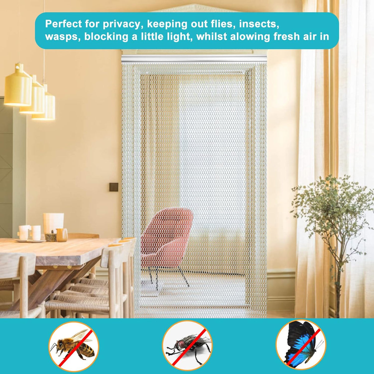 Aluminium Chain Fly Screen 90x200cm Door Curtain Metal Insect Blind Pest Control
