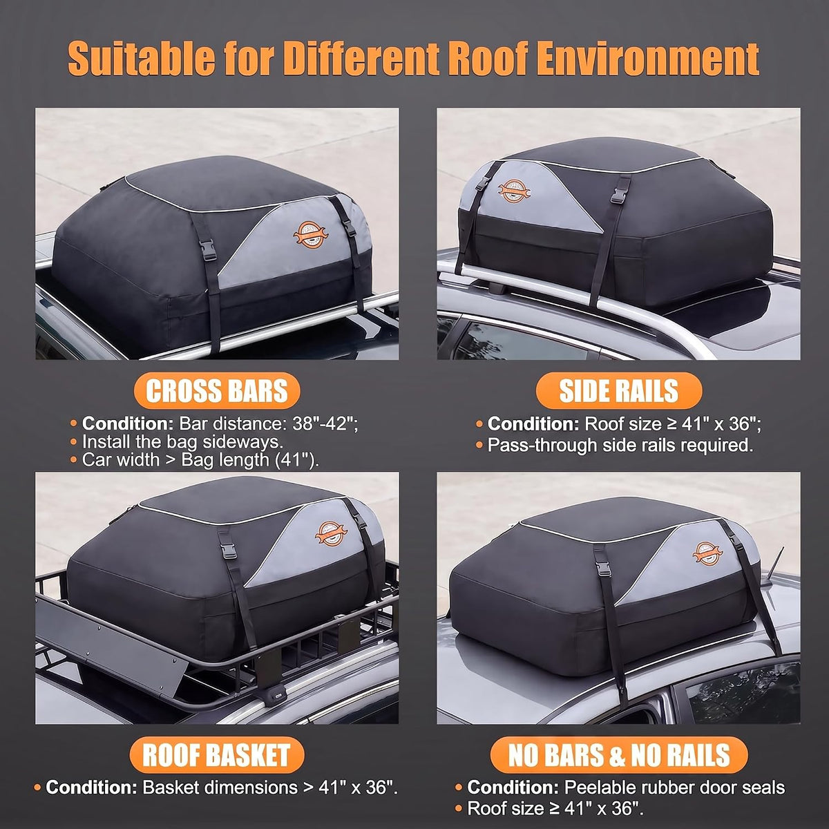 Car Roof Bag 407L Waterproof Foldable Soft Roof Box Cargo Carrier Sailnovo Travel