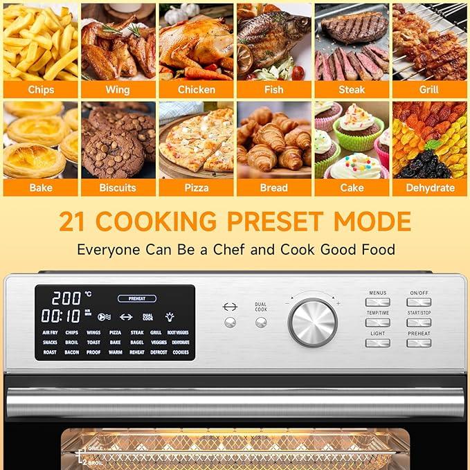 30L Air Fryer Oven With Rotisserie LCD Timer & Temperature Control
