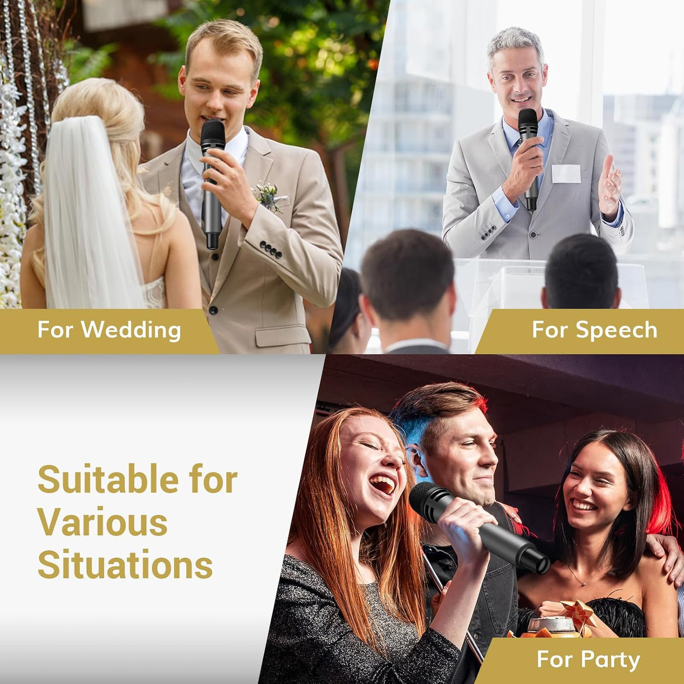 Wireless Microphones UHF Handheld Dynamic 60m Karaoke Mics TONOR Dual Set