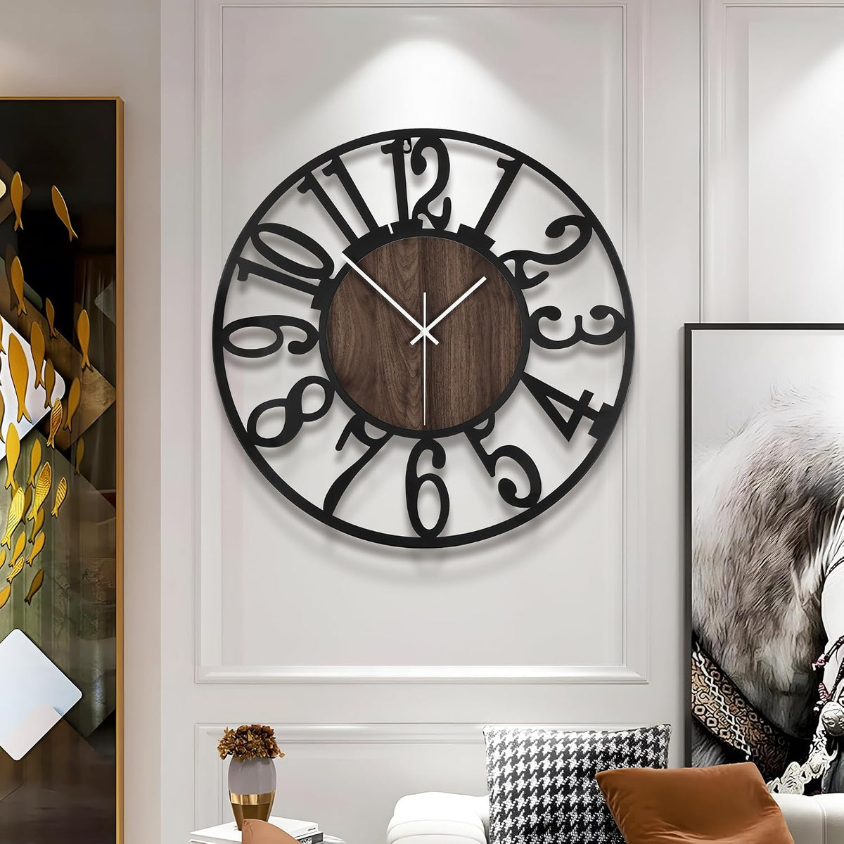 Large Wall Clock 60cm 24 Inch Silent Battery Operated Retro Vintage Home Decor
