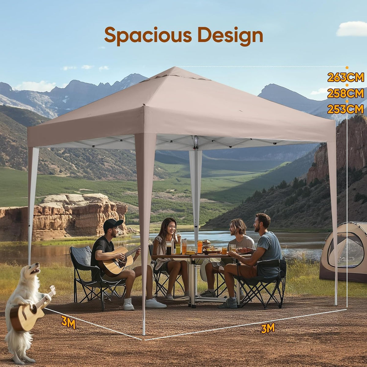 Pop Up Gazebo 3x3m Waterproof Portable Garden Canopy Shelter Beige Quictent