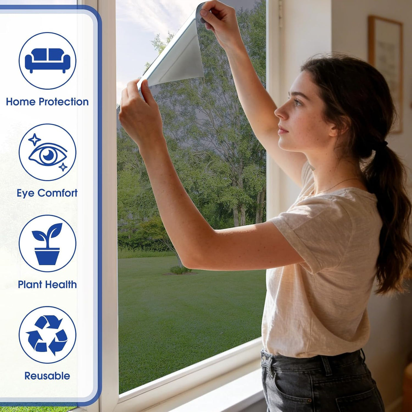 Reflective Window Film Privacy 44.5x200cm Black UV Sun Blocker Lifetree Glass