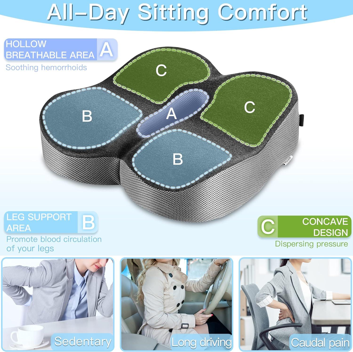 Elviros Seat Chair Cushion for Coccyx Sciatica Back Hip 80-130 kg - Massive Discounts