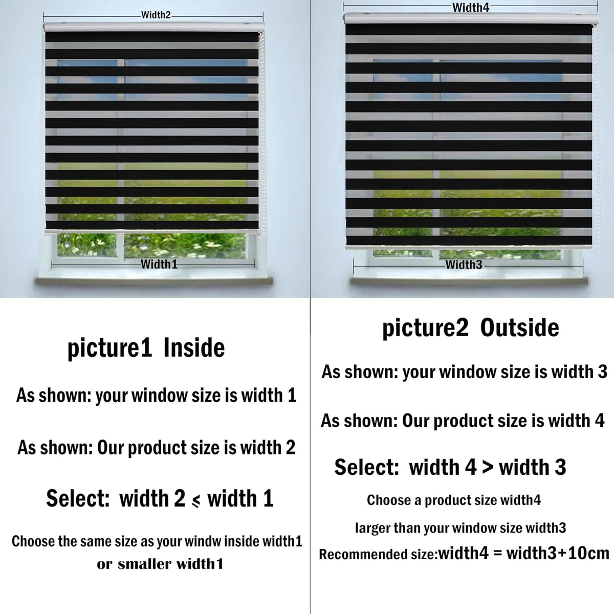Zebra Roller Blind 115x150cm Day Night Window Curtain Black Taiyuhomes