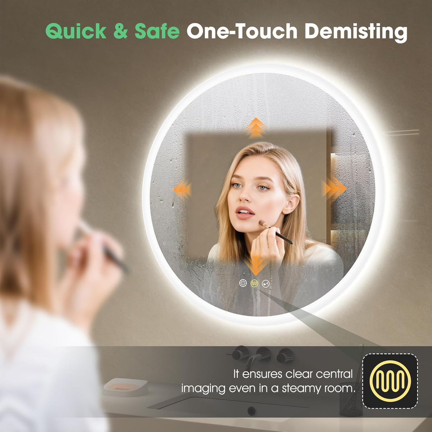 Round LED Bathroom Mirror 600mm Bluetooth Anti Fog Dimmable S'bagno