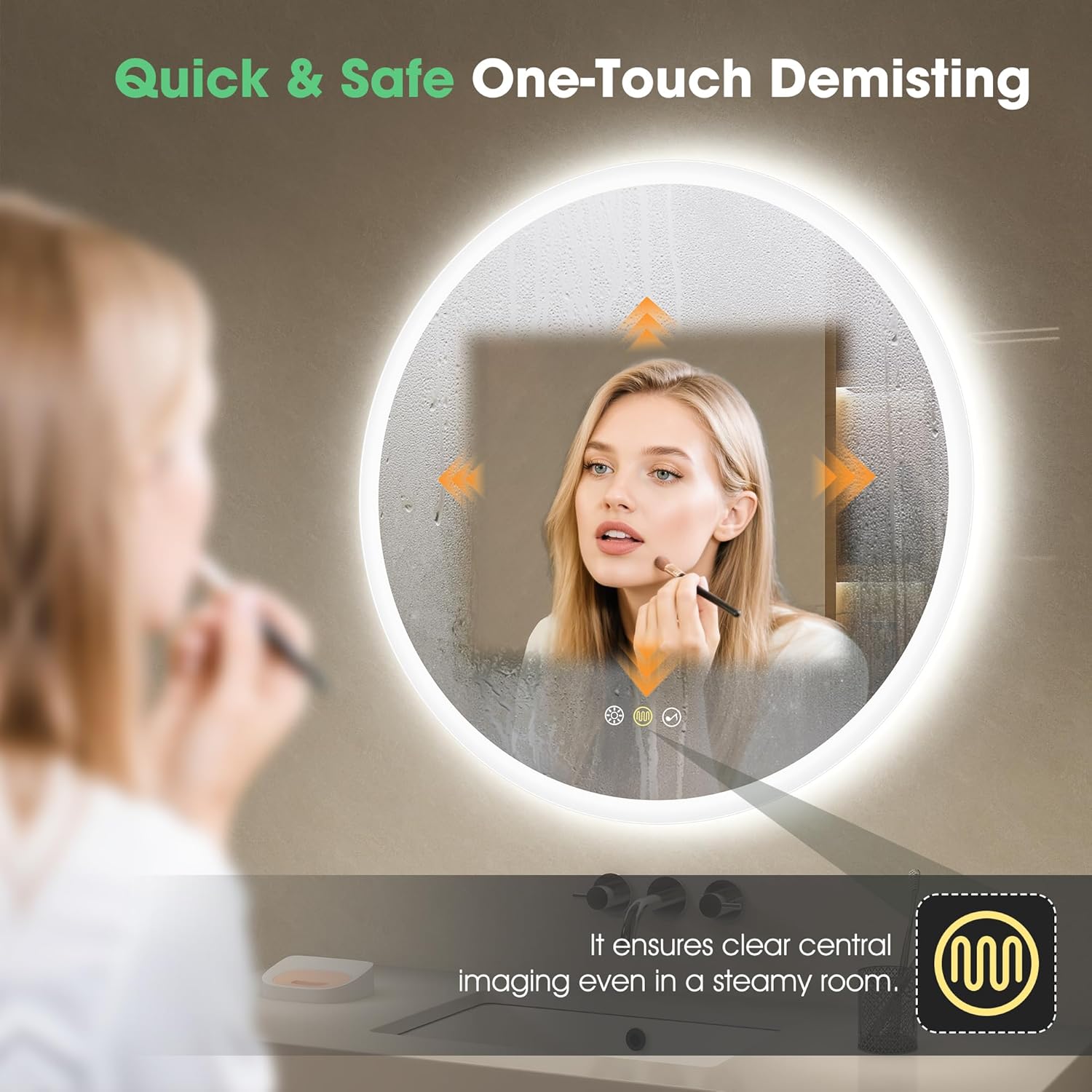 Round LED Bathroom Mirror 600mm Bluetooth Anti Fog Dimmable S'bagno
