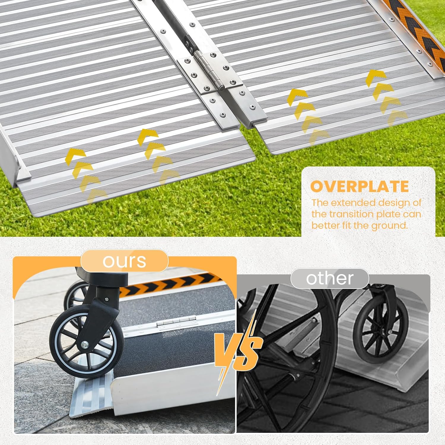 Gardhom 4FT Aluminum Wheelchair Ramp, 363KG Capacity, Folding for Easy Storage