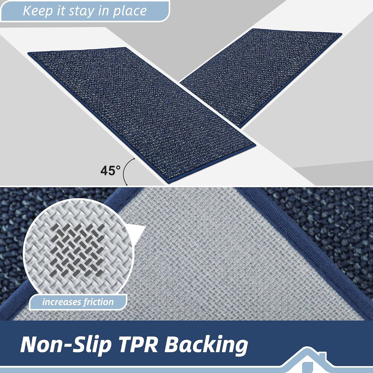 Indoor Doormat 90x150cm Dirt Trapper Non Slip Large Blue Door Mat BEQHAUSE Carpet