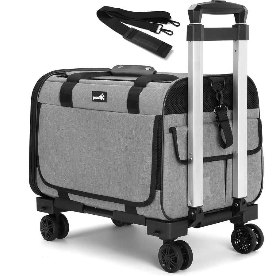 Pecute Pet Carrier with Wheels, Trolley Bag for Cats & Dogs, Portable Handbag - Massive Discounts