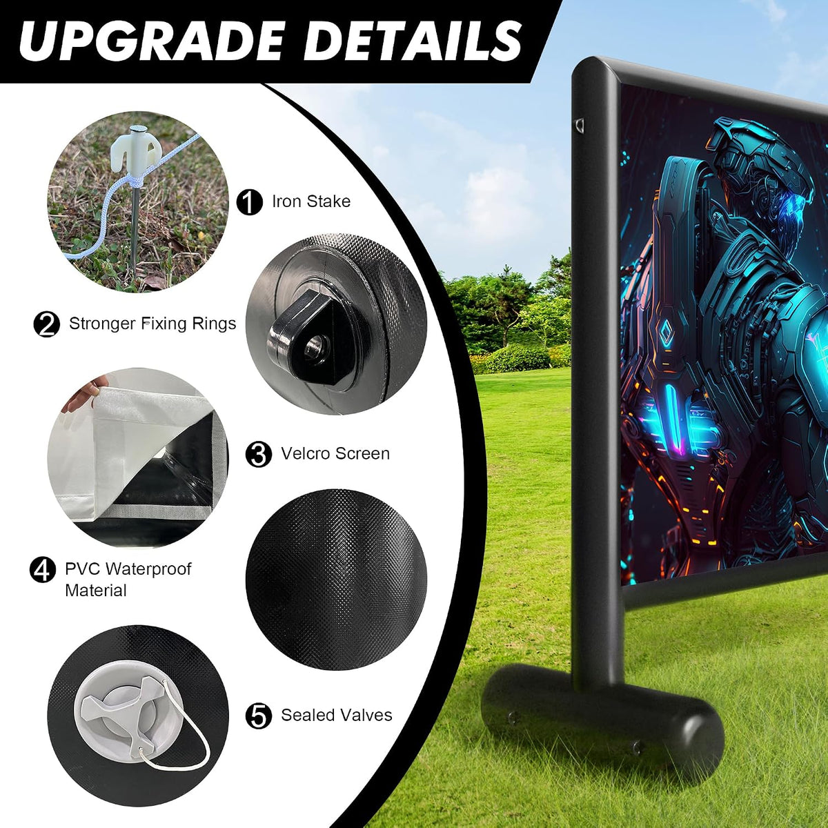 Inflatable Projector Screen 11FT PVC Airtight Outdoor Movie Screen with Air Blower