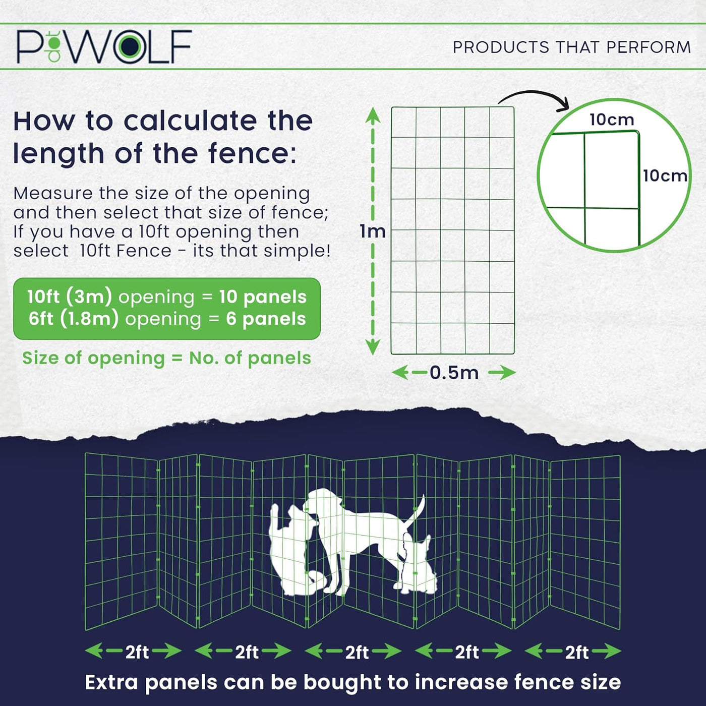 P Dot Wolf Dog Pen 10ft Flexible Playpen Fence for Outdoor & Indoor, Puppy Cage