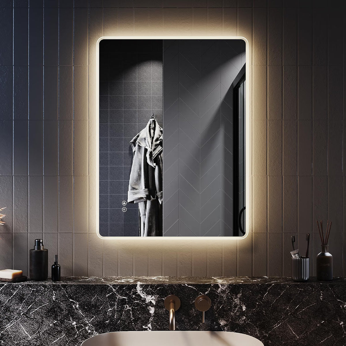 LED Bathroom Mirror 800x600mm Bluetooth Shaver Socket Illuminated ELEGANT Mirror