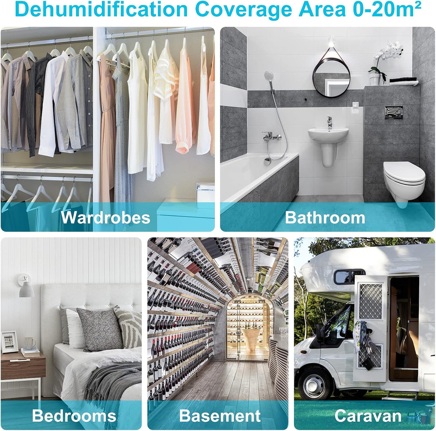 Dehumidifier 1000ml Auto Shut Off 7 Colour Night Light Home Moisture Absorber