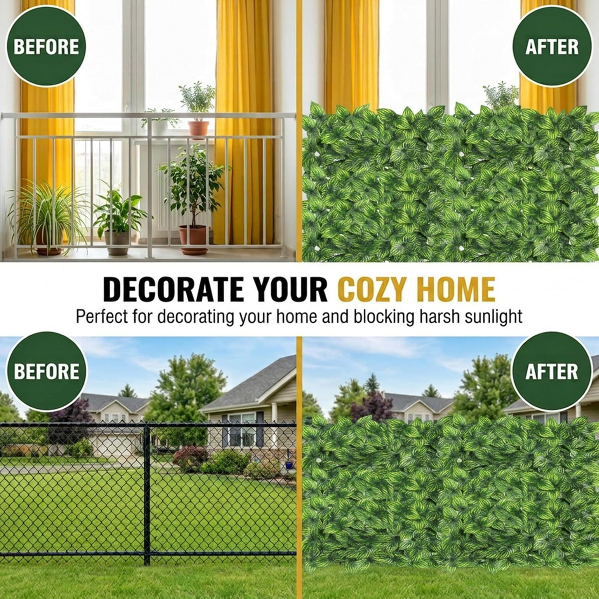 Artificial Ivy Hedge Panel 1x3m Privacy Fence Screen Green Leaf Garden Balcony