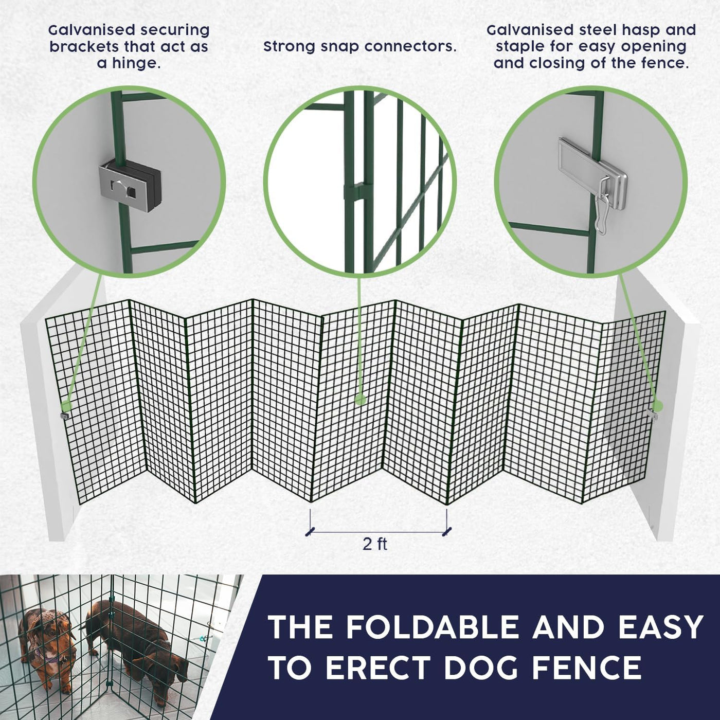 Free Standing Dog Gate, 60x250cm Metal Fence Panels, 5 Pcs 60x50mm, Portable