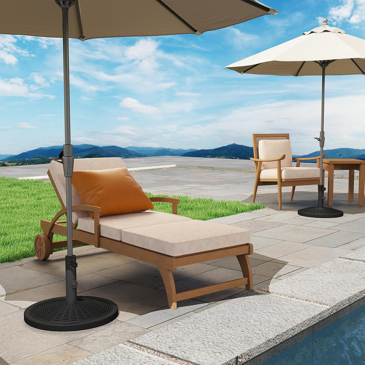 Parasol Base 15kg Round Heavy Duty Concrete Umbrella Stand Black Helios&Hestia