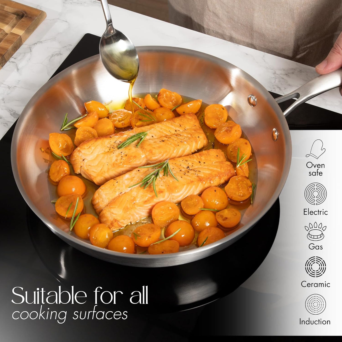 Stainless Steel Frying Pan Set 20cm 28cm Tri Ply Induction 2 Piece nuovva Pans