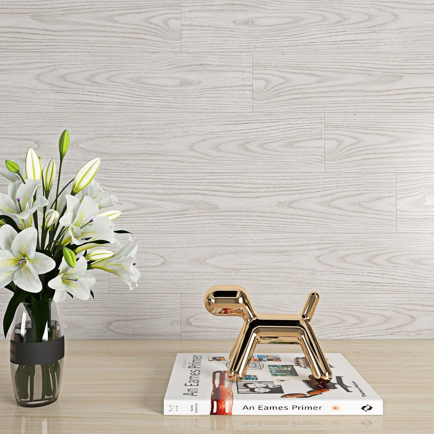 Peel Stick Floor Tiles 90x15cm White Wood Effect 32 Pack Waterproof Livelynine