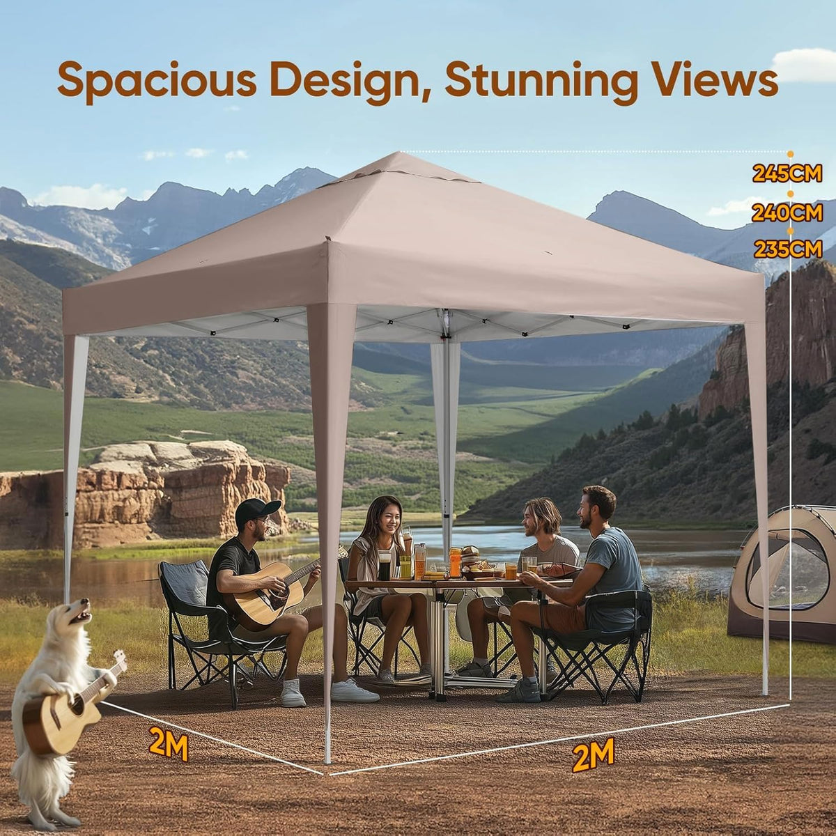 Pop Up Canopy Gazebo 2x2m Waterproof Portable Garden Shelter Beige Quictent Tent