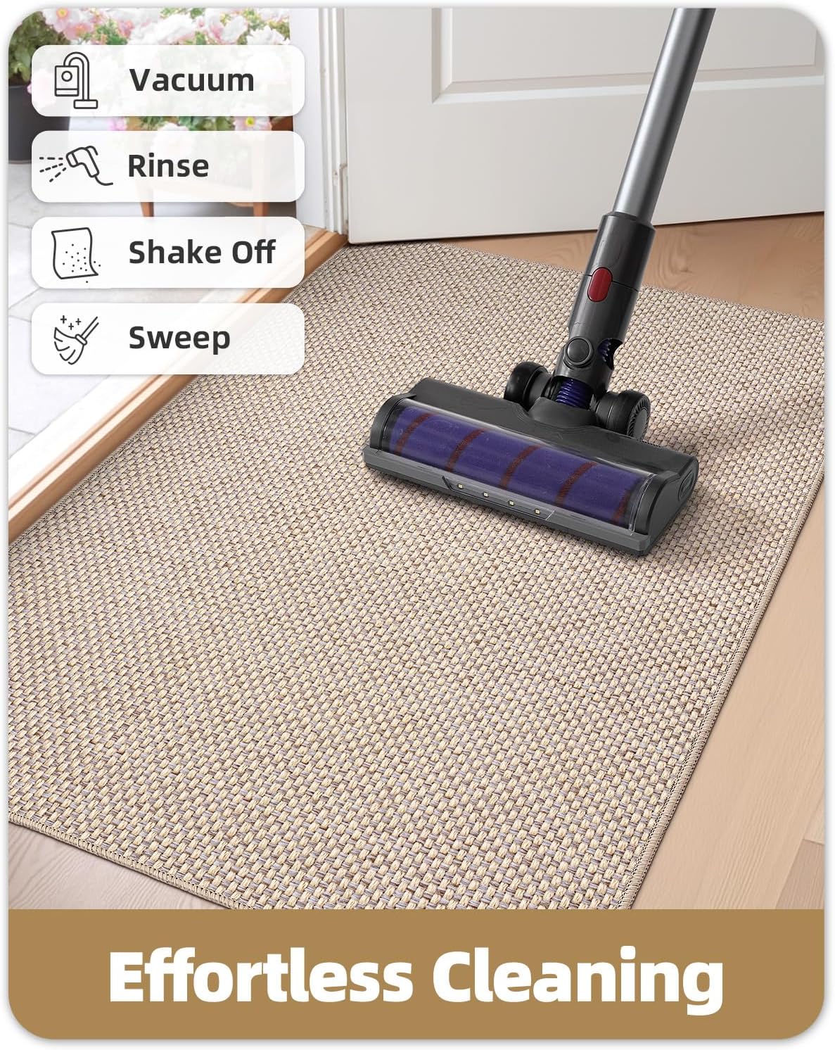 Indoor Door Mat 65x120cm Ultra Thin Entrance Floor Mat Khaki COLOR&GEOMETRY