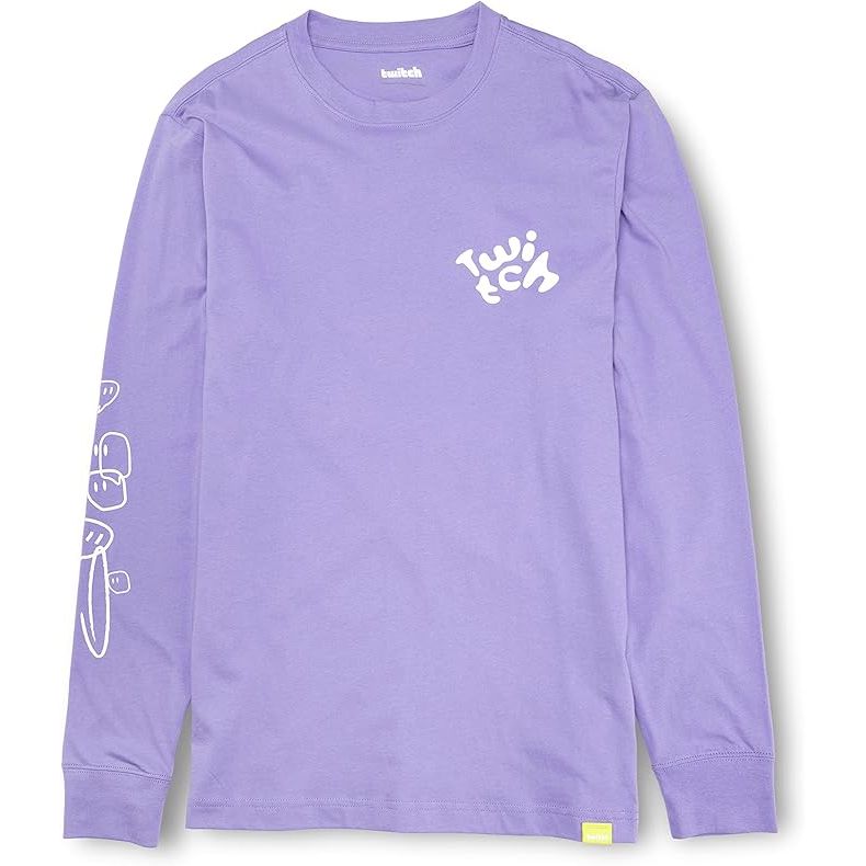 Twitch Long Sleeve Tee, 100% Cotton Top, Dusty Purple,  Size M-Massive Discounts