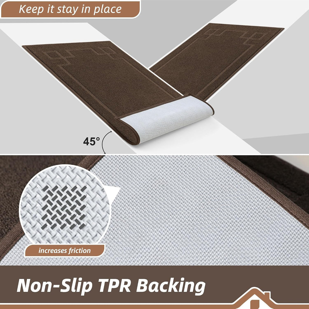 Indoor Door Mat 90x150cm Non Slip Washable Dirt Trapper Brown BEQHAUSE Entrance