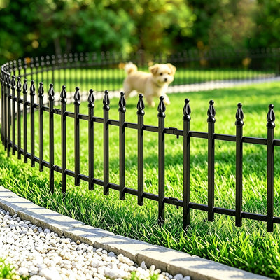 Metal Garden Fence 45cm x 2.8m 5 Panels Decorative Border Edging Thealyn Outdoor