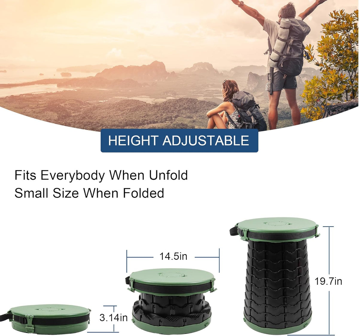 Portable Camping Toilet XXL 880lbs Foldable 19.7 Inch Adjustable ALEVMOOM Adults