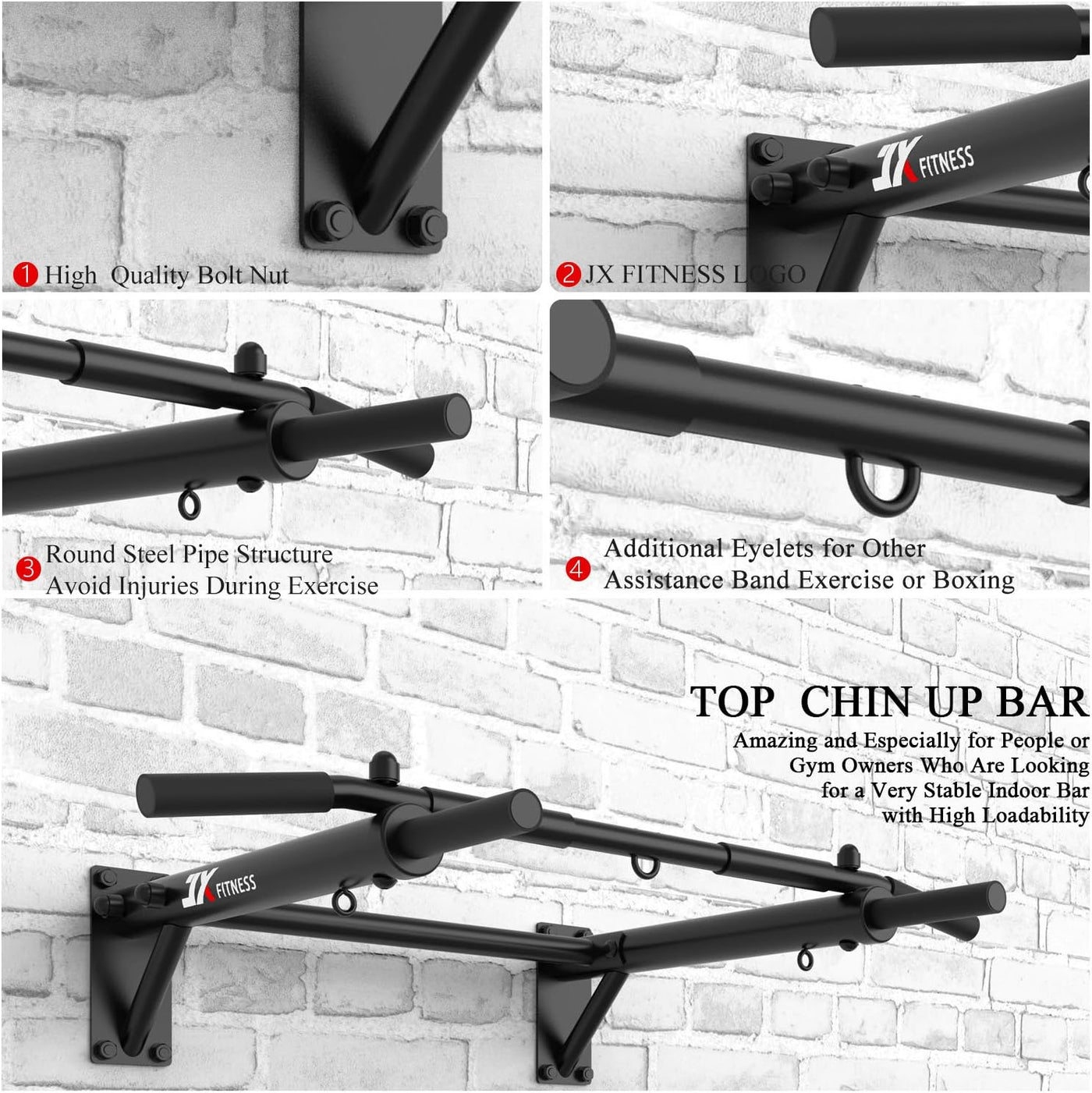 Wall Mounted Pull Up Bar Chin Up Punch Bag TRX Training Home Gym JX FITNESS Bar