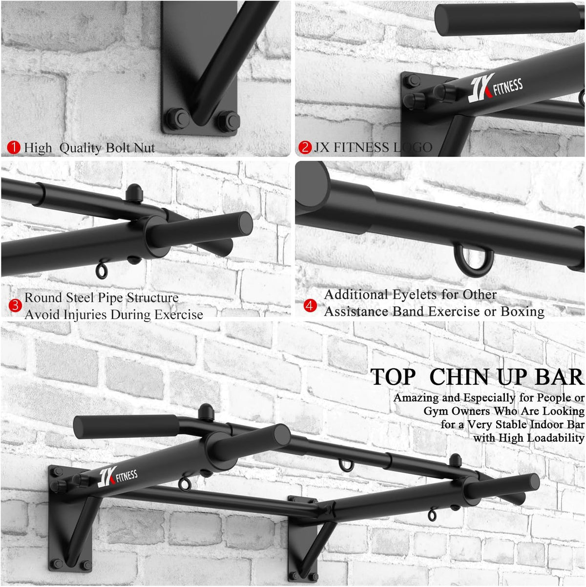 Wall Mounted Pull Up Bar Chin Up Punch Bag TRX Training Home Gym JX FITNESS Bar