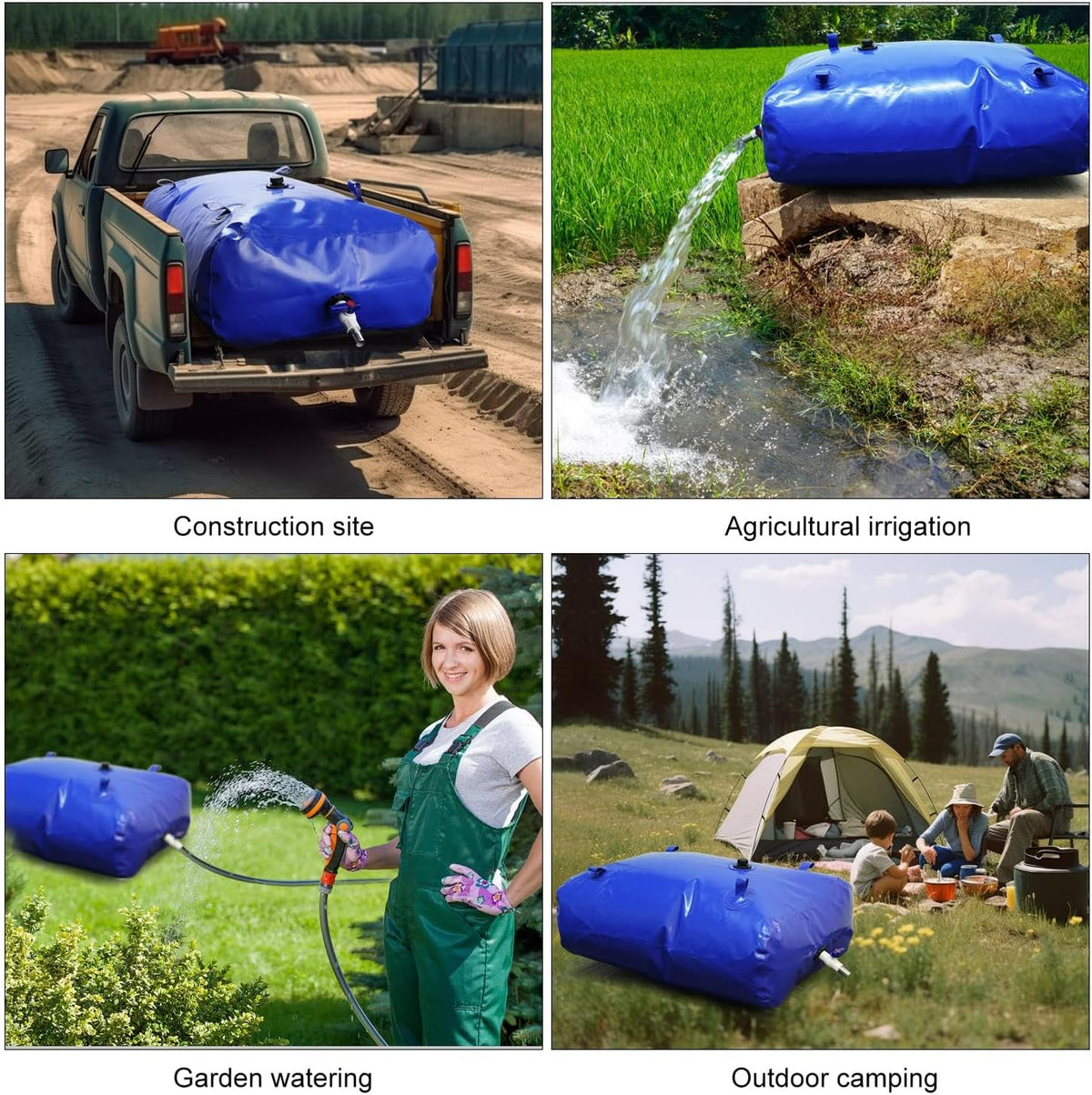 Water Storage Tank 1000L Foldable Portable Bladder Bag Irrigation Emergency Use