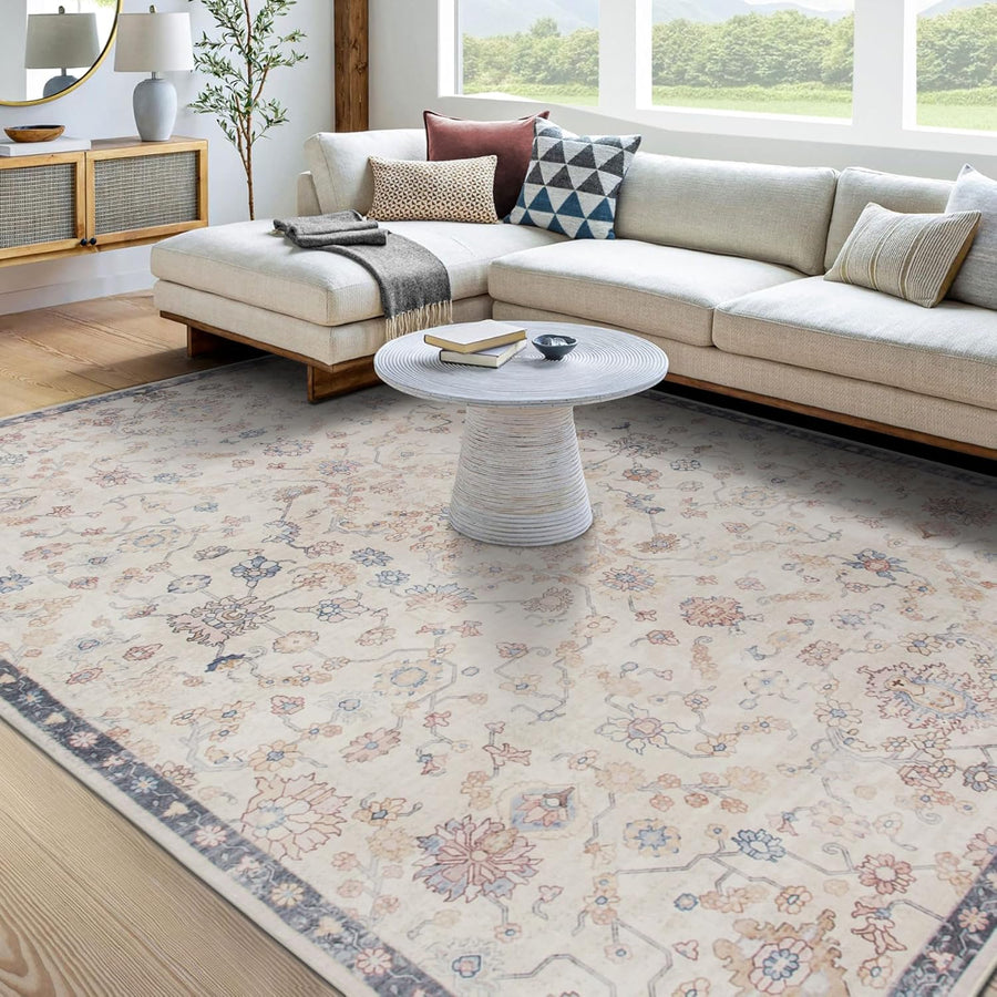 Taleta DAHLIA Washable Non-Slip Vintage Soft Oriental Area Rug, 240x340cm, Beige - Massive Discounts