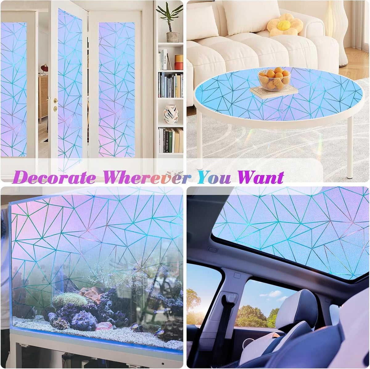 Rainbow Window Film 90x200cm Frosted Privacy Stained Glass Anti UV Beautysaid