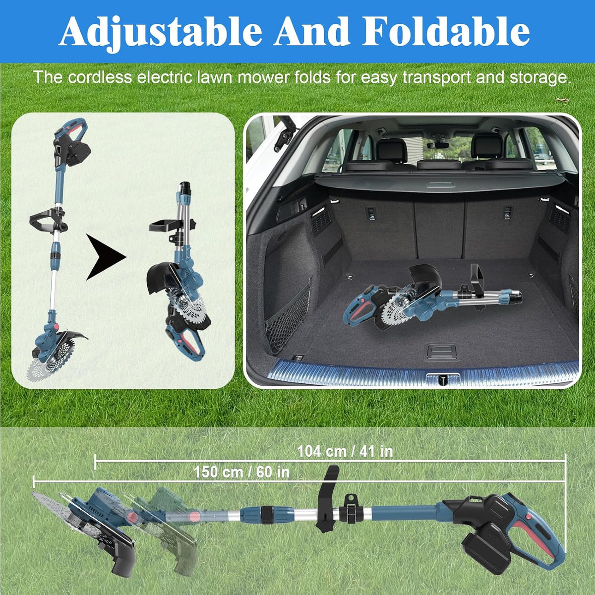Cordless Strimmer 750W 21V Brushless 5 in 1 2x4Ah Batteries Makita Compatible