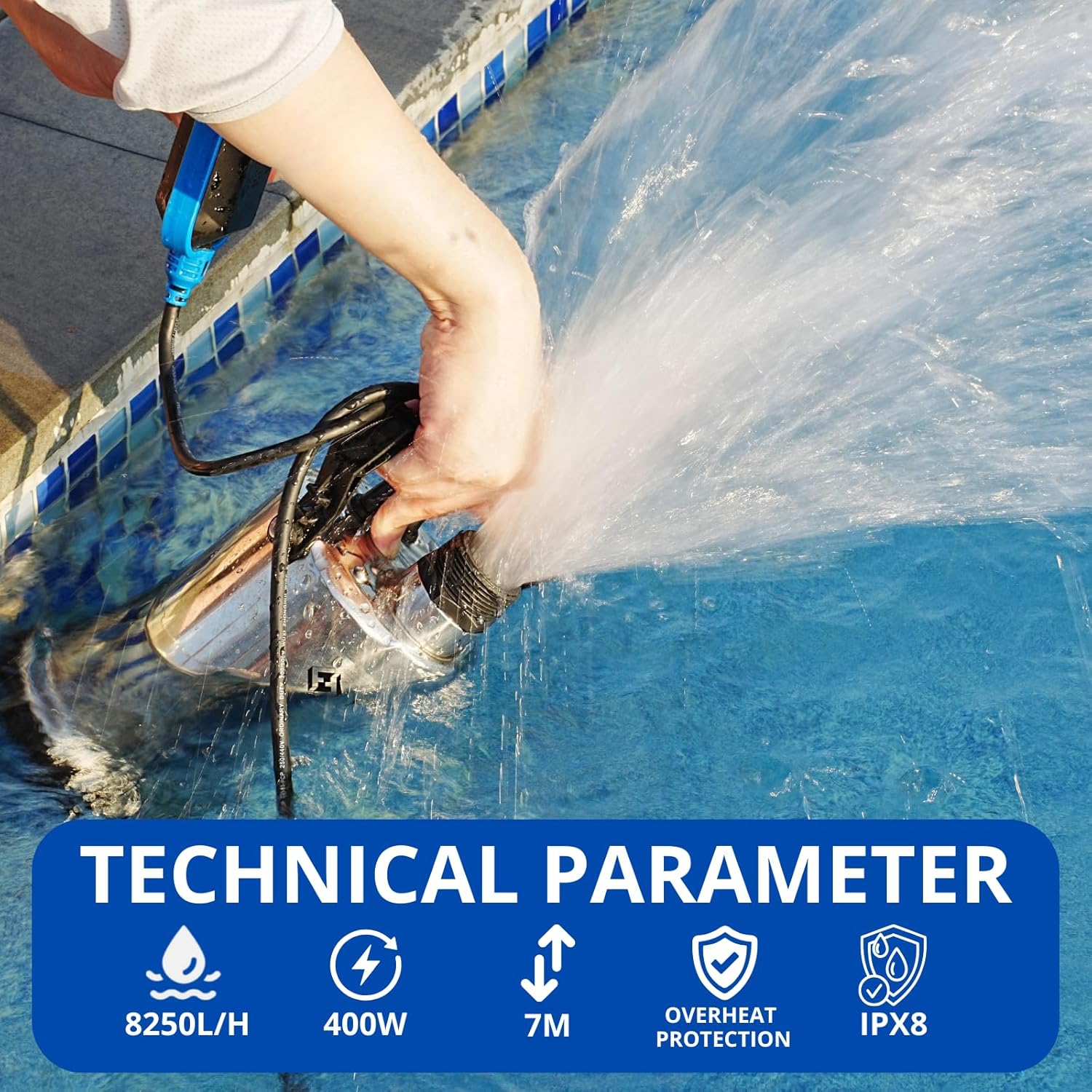 Submersible Water Pump 400W 8250L/H Stainless Steel Float Switch FOTING